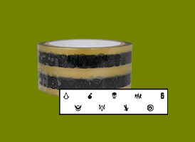 ユービーアイソフト透明テープ ユービーアイソフトを代表するロゴやマークが描かれた透明なビニールテープです。