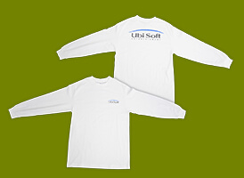 ユービーアイソフト90'sロゴ ロングTシャツ 90年代のユービーアイソフトのロゴが使われたロングTシャツです。コットン100％／サイズ：M・L・XL